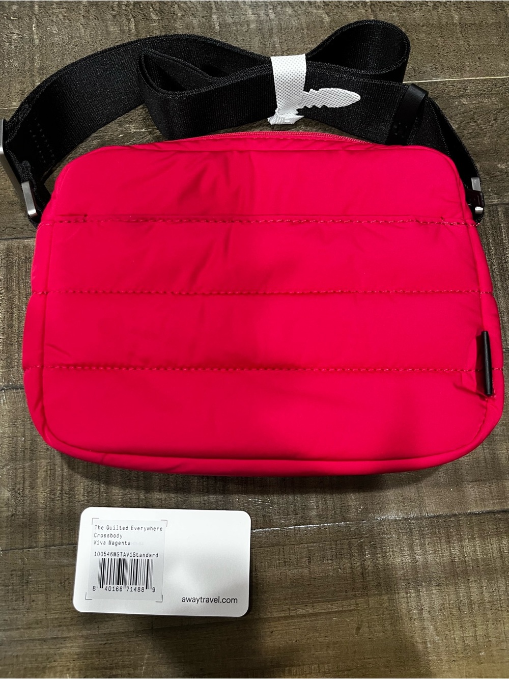 Away Quilted Crossbody Belt Bag - Vivid Magenta with Black Strap